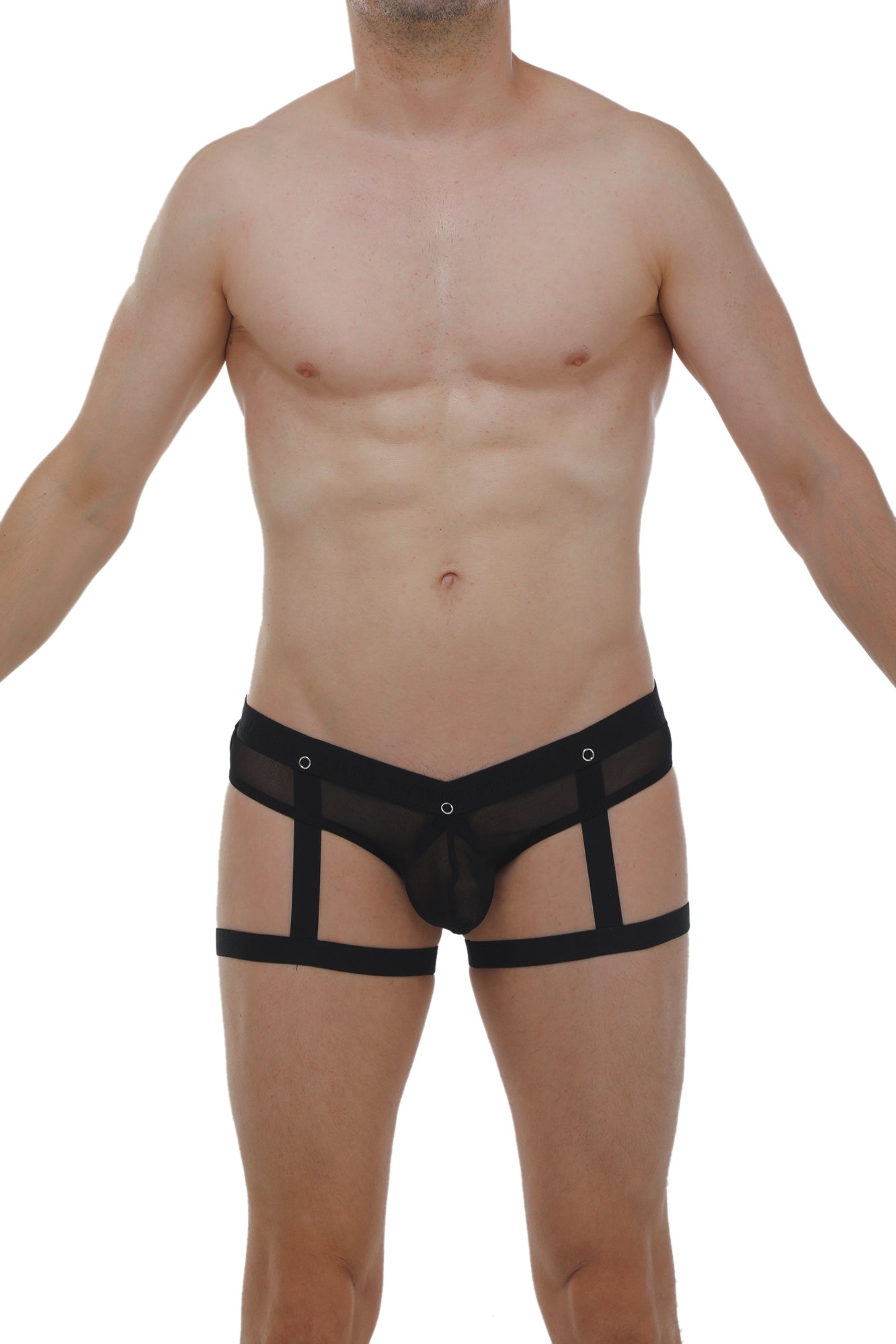 Jockstring Garter Net Noir avec c-ring