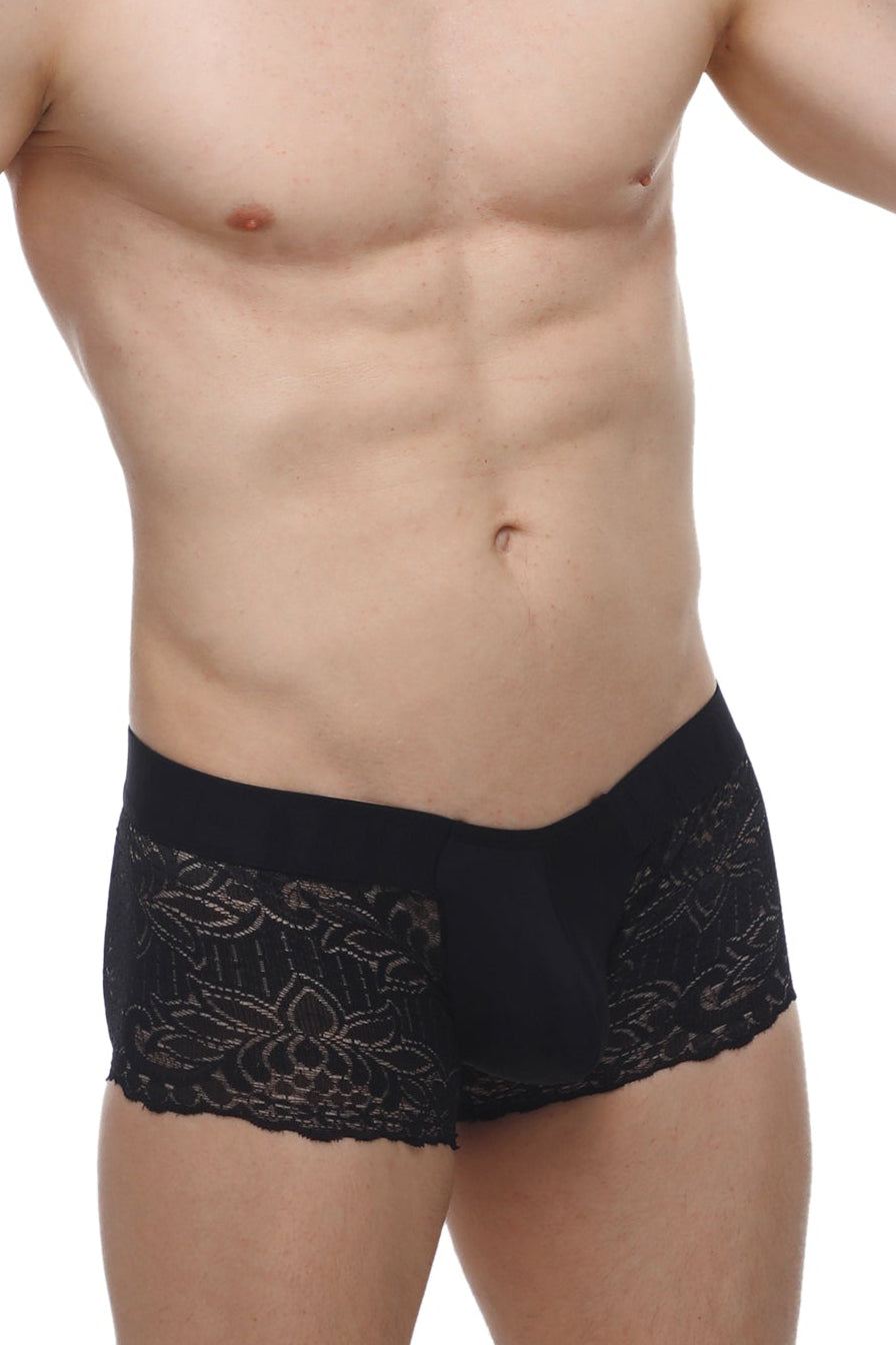 Boxer Dentelle Giers Noir - PetitQ Underwear - Lingerie masculine sexy et sous-vêtements pour homme originaux