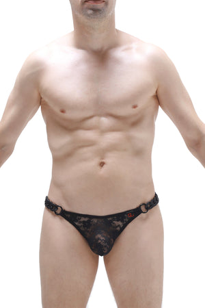 String Chaînes Dentelle Noir - PetitQ Underwear - Lingerie masculine sexy et sous-vêtements pour homme originaux
