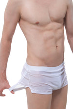 Short Mesh Stripe Jock Blanc - PetitQ Underwear